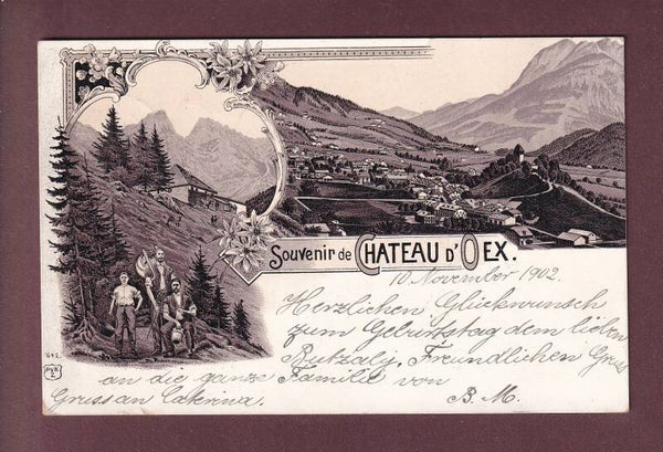 Souvenir de CHÂTEAU D'OEX - 1902 Litho