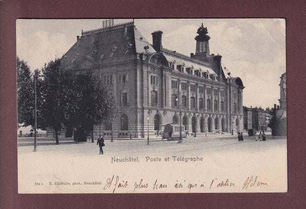 NEUCHÂTEL - Poste - Tram - 1905 // pli d'angle //
