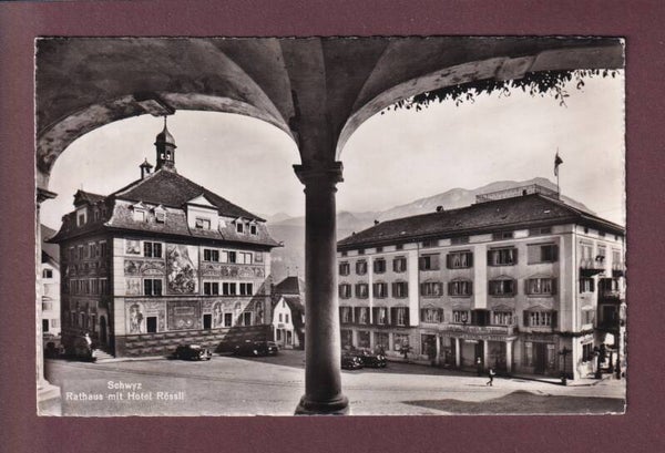 SCHWYZ - Rathaus - Hotel Rössli - Auto - 1943