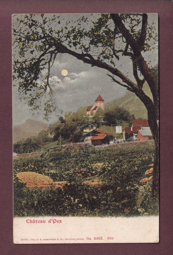 CHÂTEAU D'OEX au clair de lune - 1906 // aminci //