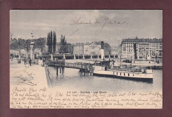 GENEVE Bateaux CGN SIMPLON et MOUETTE 1903 // dos touché //