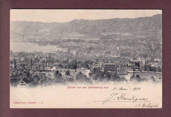 ZÜRICH von der Jakobsburg aus - 1902