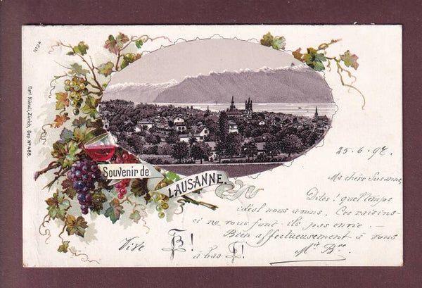 Souvenir de LAUSANNE - 1897 Litho Künzli