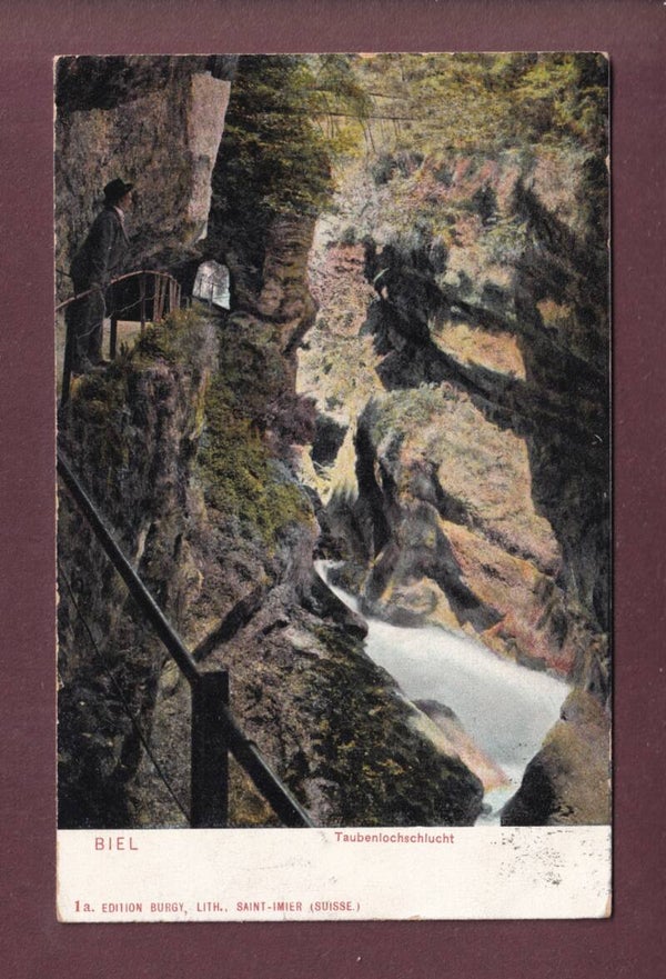 BIEL - Taubenlochschlucht - 1906 Langstempel BIENNE