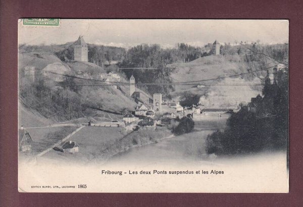 FRIBOURG - Les 2 ponts suspendus - 1906