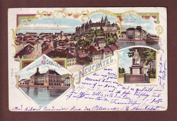 Souvenir de NEUCHÂTEL - 1901 Litho // plis d'angle //