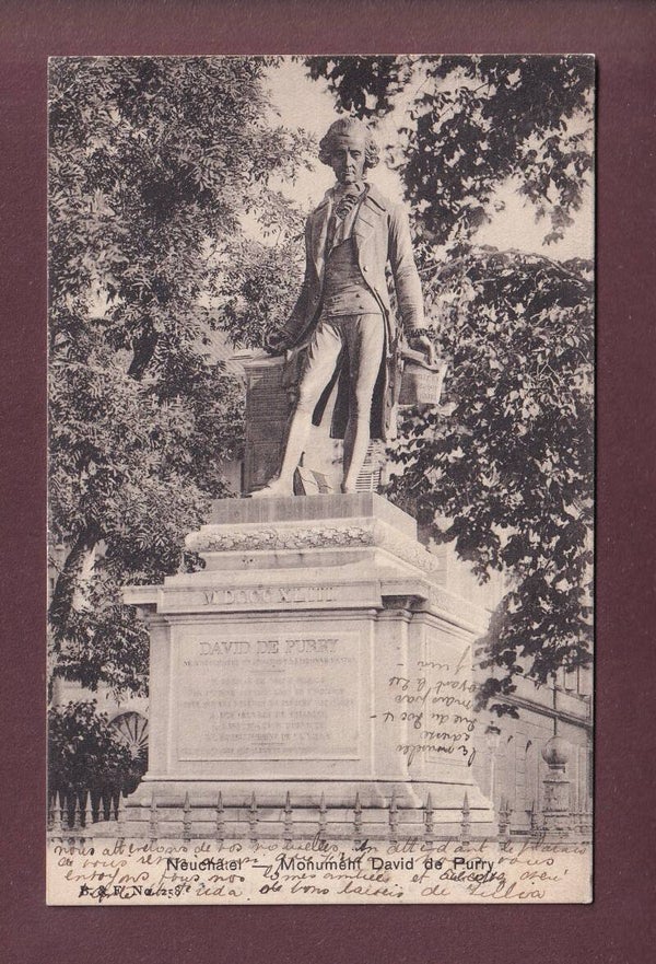 NEUCHÂTEL - Monument David de Pury - 1907 // pli d'angle //