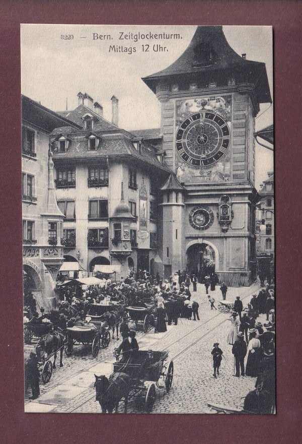 BERN - Zeitglockenturm - Kutsche - Leute