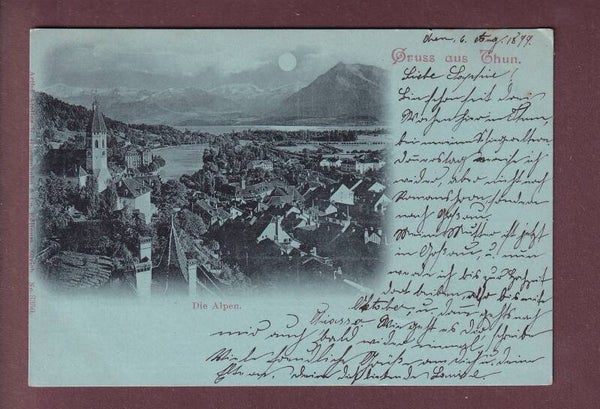 Gruss aus THUN - Mondschein - 1899