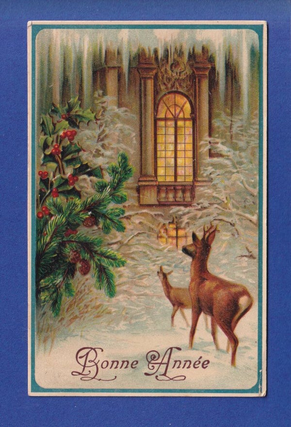 NOUVEL AN - Cerf - Neige - 1911