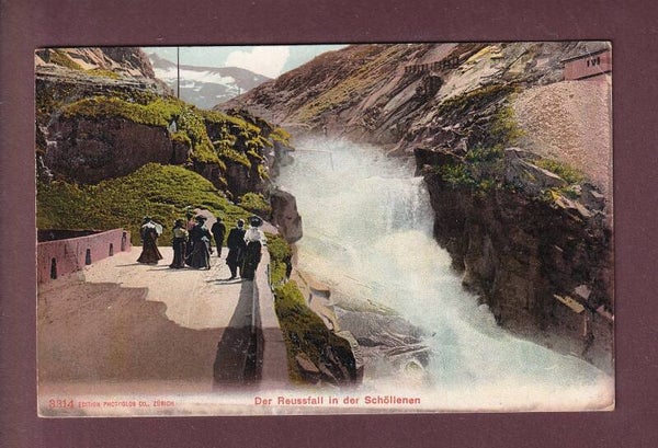 REUSSFALL in der Schöllenen - Leute - 1909 // Eckbug //
