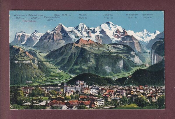 INTERLAKEN und Umgebung - Vogelschau - 1920