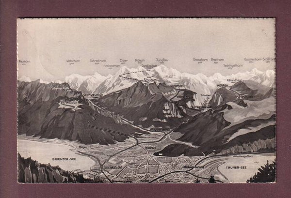 INTERLAKEN und Umgebung - Vogelschau - 1948