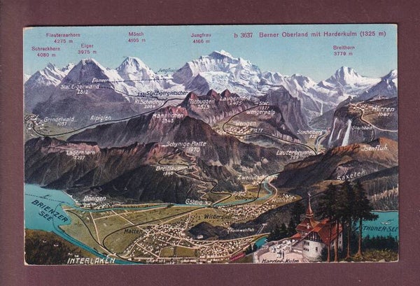 INTERLAKEN und Umgebung - Vogelschau - 1929