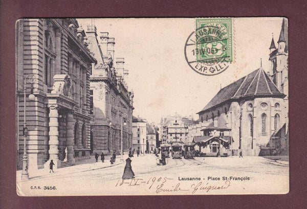 LAUSANNE - Place St. François - Tram - 1905