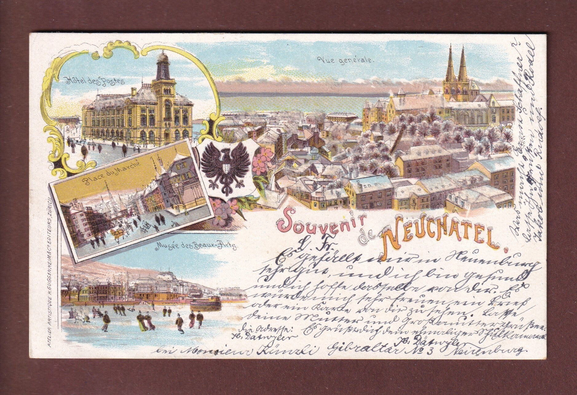 Souvenir de NEUCHÂTEL - Neige - 1900 Litho