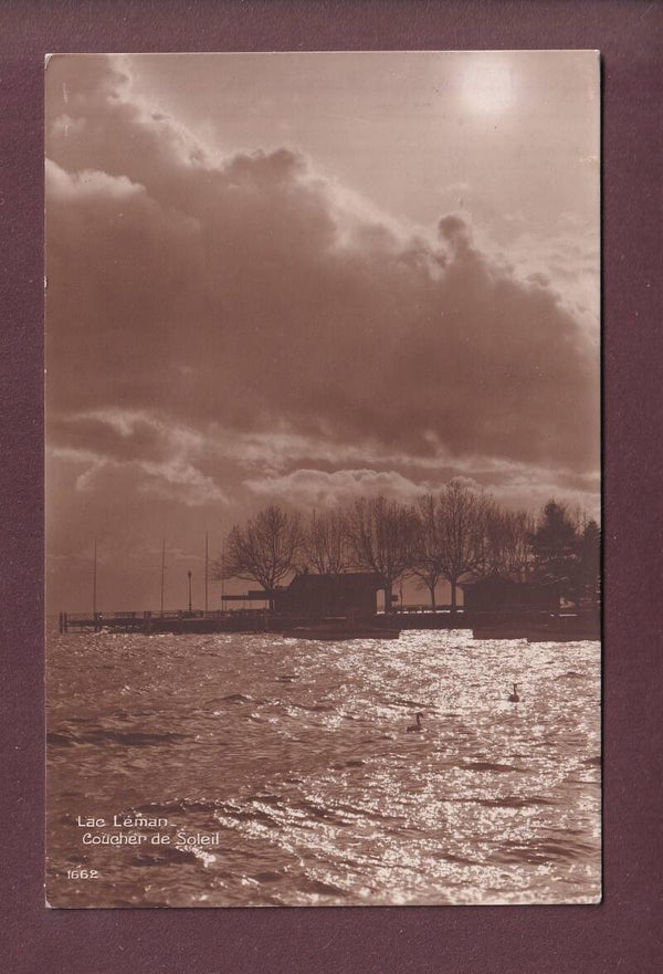 Coucher de soleil sur le LAC LEMAN - 1915