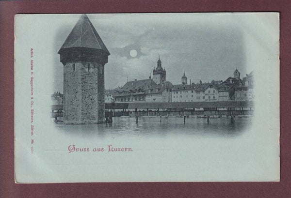 Gruss aus LUZERN - Wasserturm - Mondschein