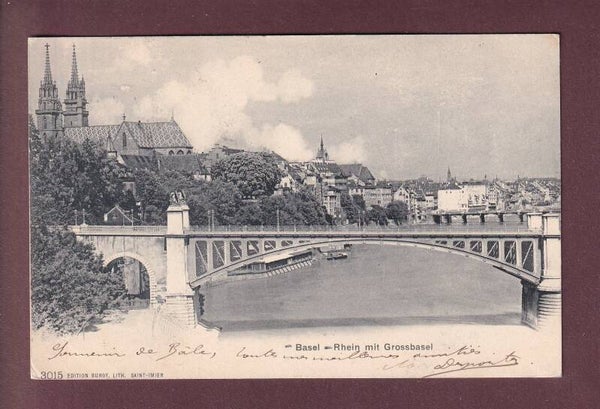 BASEL - Rhein mit Grossbasel - 1902