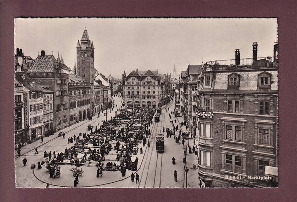 BASEL - Marktplatz - Tram - 1948