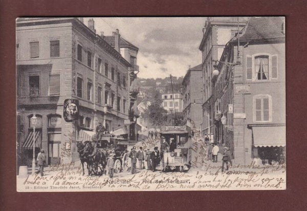 NEUCHÂTEL - Rue des Terreaux - Tram - Attelage - 1903