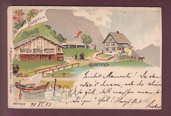 SEERÜTI im KLÖNTHAL - Rhyner - 1901 // Eckbug //