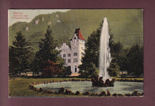 GLARUS - Bahnhof vom Volksgarten aus - 1908