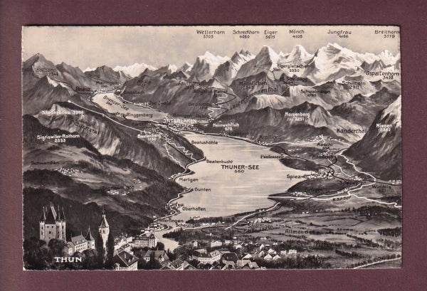 THUN und Umgebung - Vogelschau - 1956