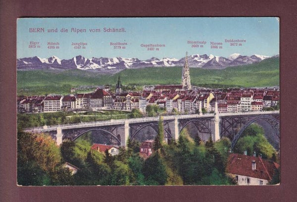BERN und die Alpen vom Schänzli - 1912