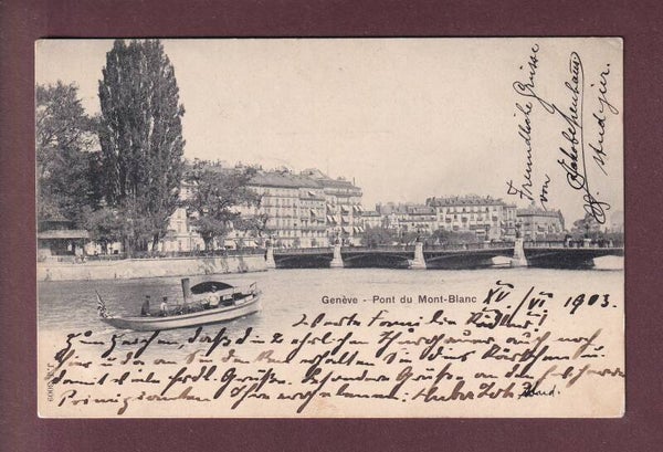 GENEVE - Pont du Mont-Blanc - Bateau - 1903