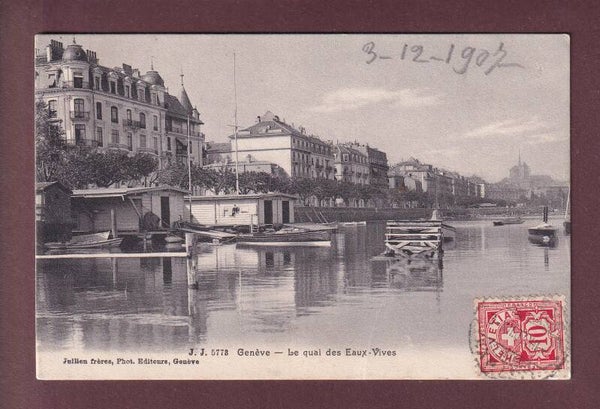 GENEVE - Quai des Eaux-Vives - 1907 // pli //