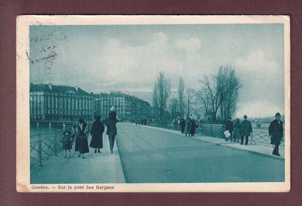 GENEVE - Sur le Pont des Bergues - 1924