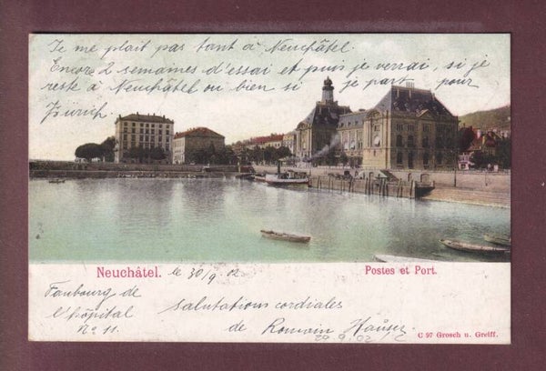 NEUCHÂTEL - Poste et Port - 1902