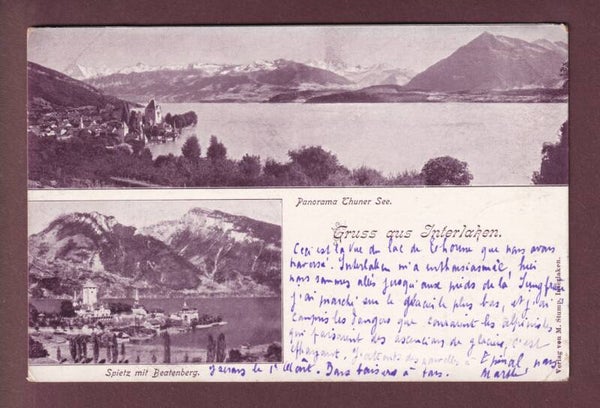 Gruss aus INTERLAKEN - Spiez - 1905 // Eckbug //
