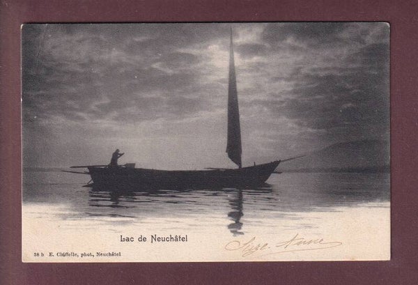 BARQUE du Lac de Neuchâtel - 1903 // pli d'angle //