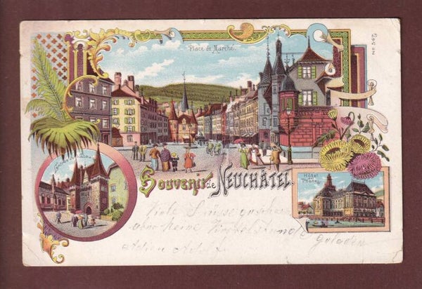 Souvenir de NEUCHÂTEL - 1901 Litho // pli d'angle //