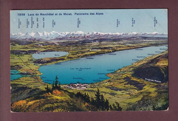 NEUCHÂTEL et Environs - Vol d'oiseau - 1922