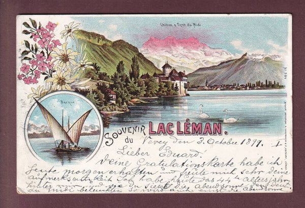 Souvenir du LAC LEMAN - 1899 Litho Guggenheim