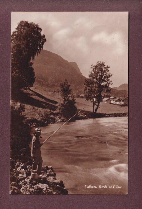 VALLORBE - Pêcheur au bord de l'Orbe - 1928