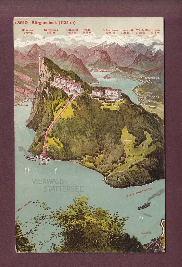 BÜRGENSTOCK und Umgebung - Vogelschau - 1910