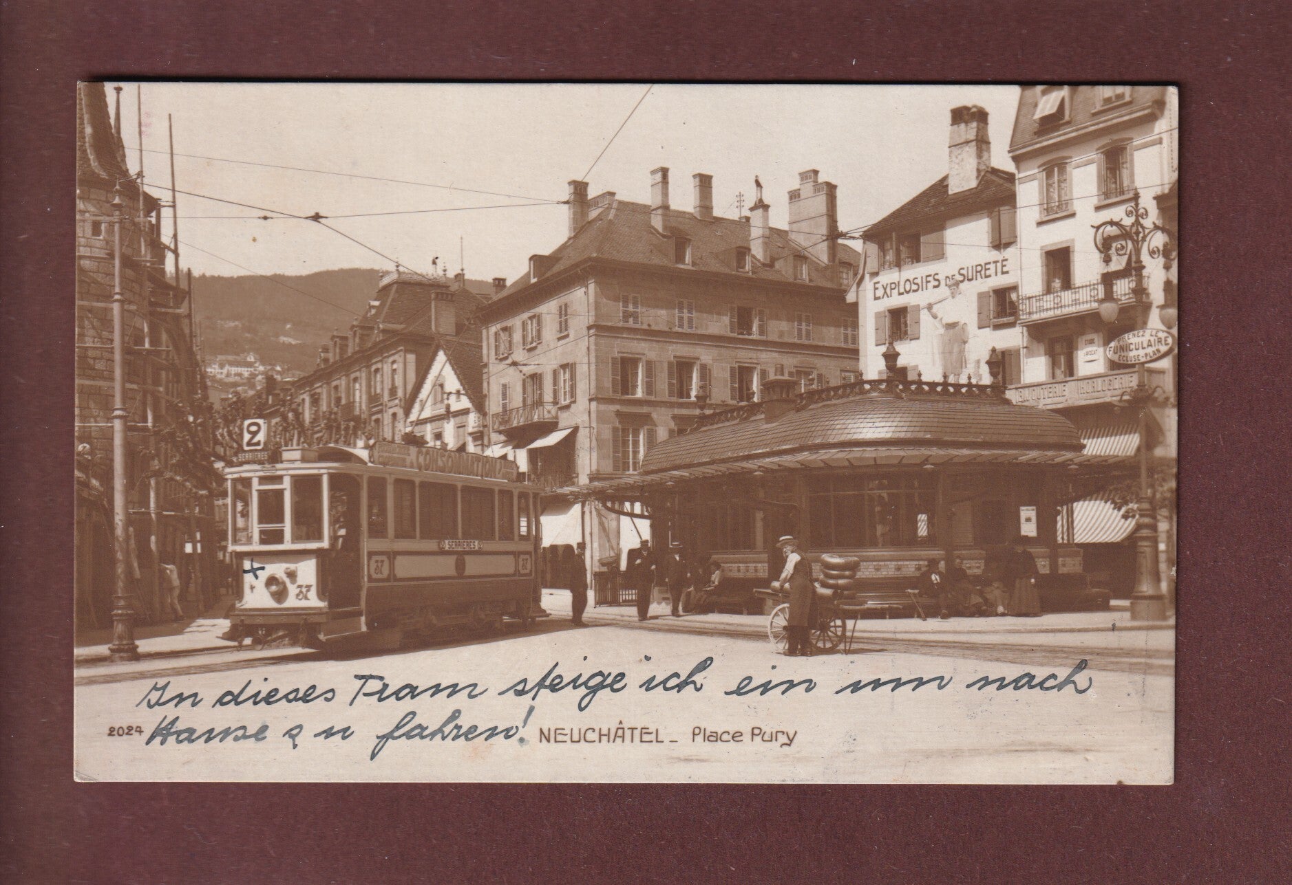 NEUCHÂTEL - Place Pury - Tram - 1919