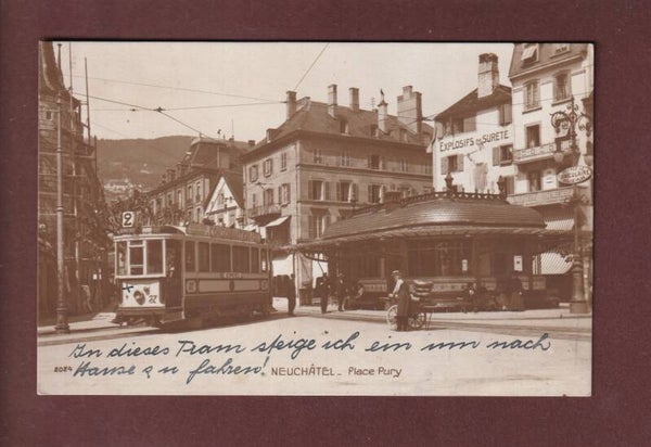 NEUCHÂTEL - Place Pury - Tram - 1919