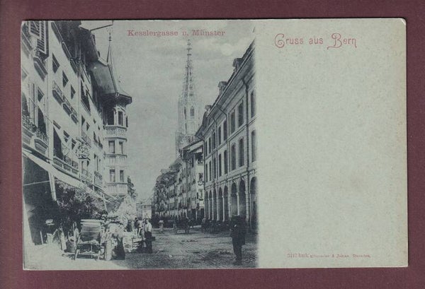 Gruss aus BERN - Kesslergasse - Münster - Mondschein