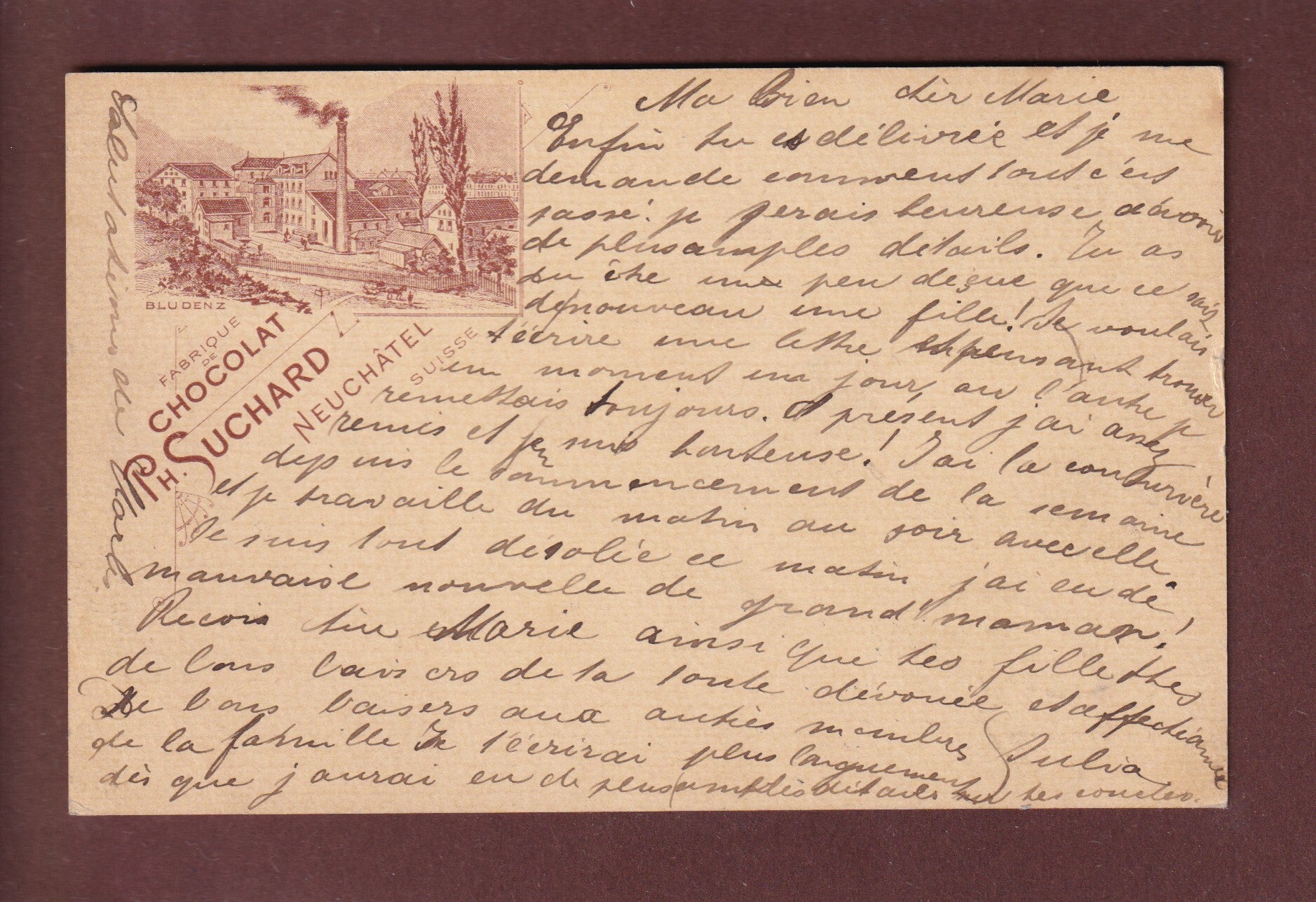 NEUCHÂTEL - Fabrique de Chocolat Suchard - BLUDENZ - 1898