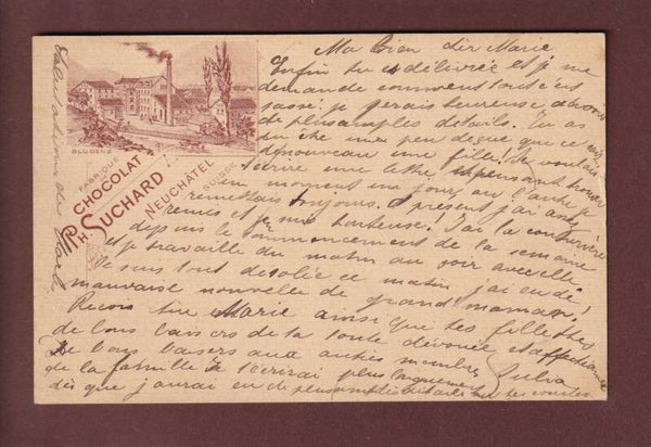 NEUCHÂTEL - Fabrique de Chocolat Suchard - BLUDENZ - 1898