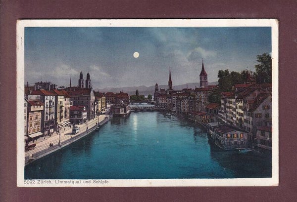 ZÜRICH - Limmatquai und Schipfe - Mondschein - 1926