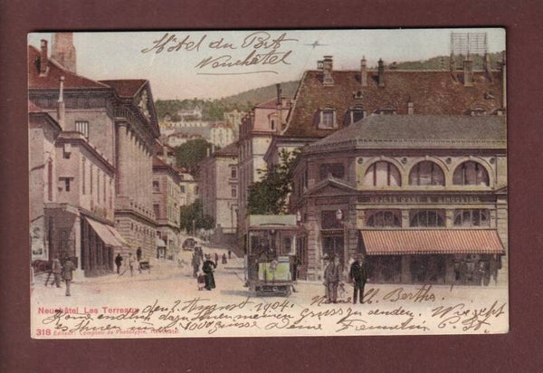 NEUCHÂTEL - Les Terreaux - Tram - 1904 CPN