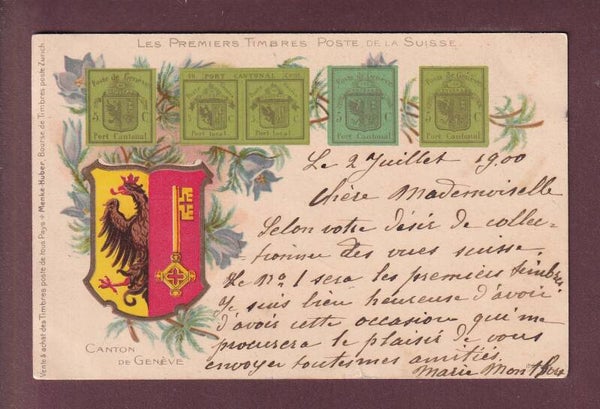GENEVE - Les premiers timbres poste - 1900
