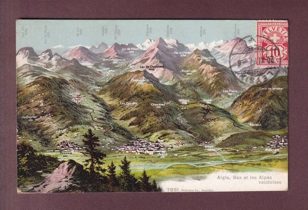 AIGLE et environs - Vol d'oiseau - 1907