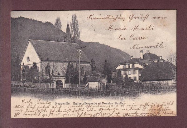LA NEUVEVILLE - Eglise allemande - Pension Daulte - 1904